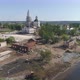 Aerial view of reconstruction of the area next to the church and pond 23 - VideoHive Item for Sale