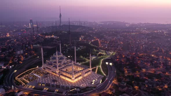 Aerial Drone View of Istanbul Camlica Mosque and Bosphorus. Biggest Mosque in Europa 09 alt