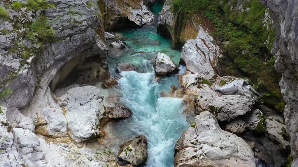 Mountains River Soca in the Triglav National Park at the Slovenia