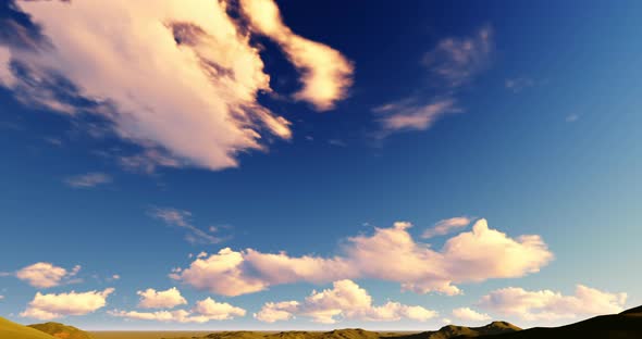 WS T/L Shot of dramatic clouds moving in sky at sunset