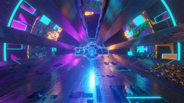 Flying Into Space Tunnel Scifi Corridor