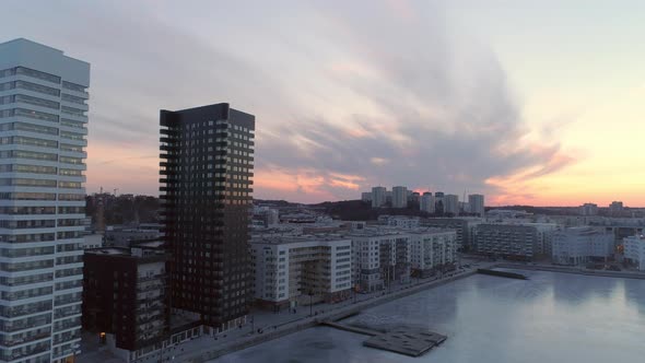 Aerial View of Modern Office and Apartment Buildings Stockholm