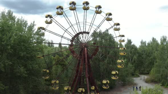 Chernobyl Ferries Wheel Fairground From Drone View alt