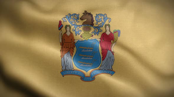 New Jersey State Flag Blowing In Wind alt