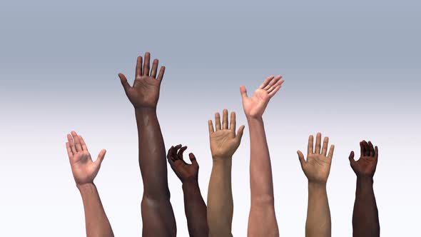 hands multiethnic people vote. Teamwork businesspeople diversity. Copy space render 3d
