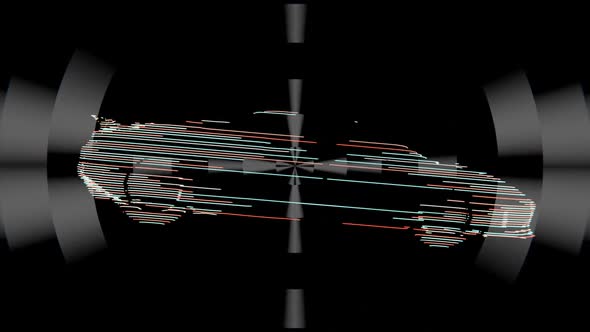 Rotate a car's hologram on a black and white abstract background 02 alt