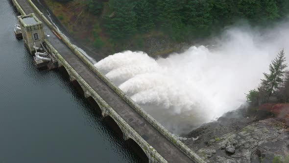 Hydroelectric Power Station Pumping Water Through a Dam Slow Motion alt