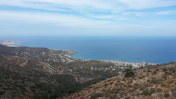 Beautiful Aerial View of the Greek Island of Crete. Sea View, Mountains on Crete 2019