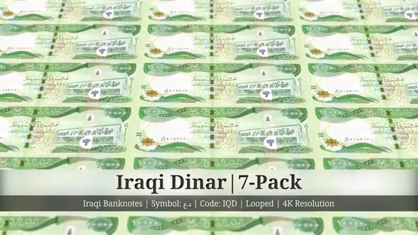 Iraqi Dinar | Iraq Currency - 7 Pack | 4K Resolution | Looped alt