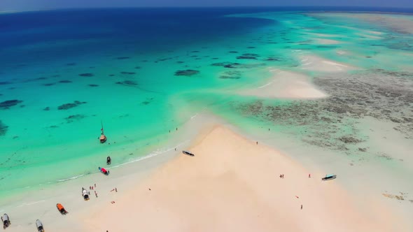 Sandbanks in the Middle of Ocean By Tropical Island Mnemba Zanzibar Aerial View alt