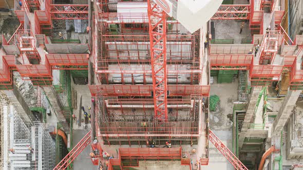 4k timelapse of Aerial view of working Construction site Large construction site alt