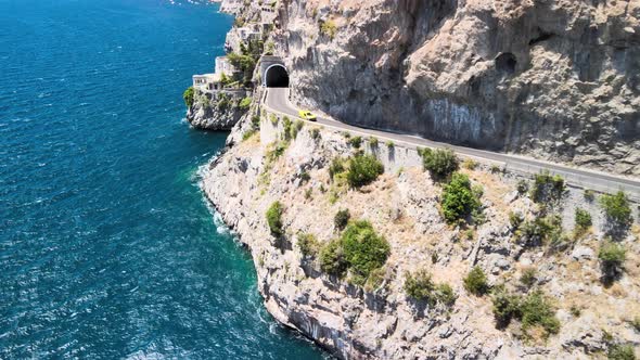 Amazing Aerial View of Beautiful Amalfi Coast in Summer Season Italy alt