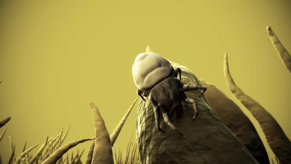 Small bugs living in a dust. It feeds on skin flakes from animals and human. alt