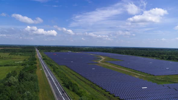 Solar Panel Plant Alternative Electricity Source Aerial View