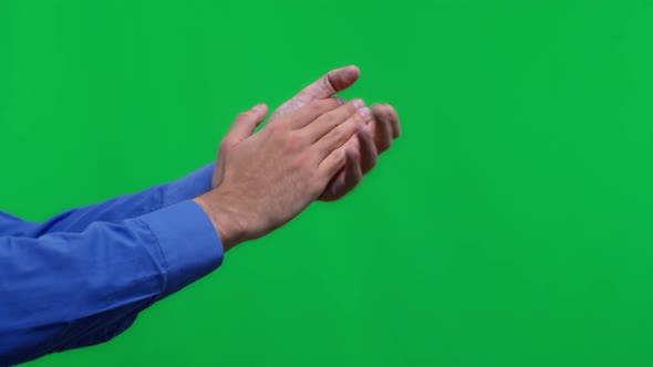 Male Hands Clapping on a Chroma Key Background alt