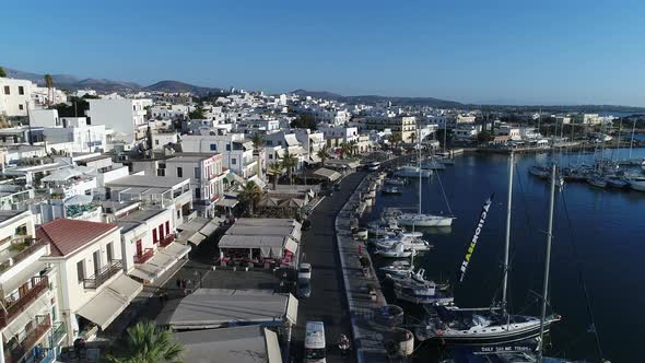 Village of Chora on the island of Naxos in the Cyclades in Greece from the sky alt