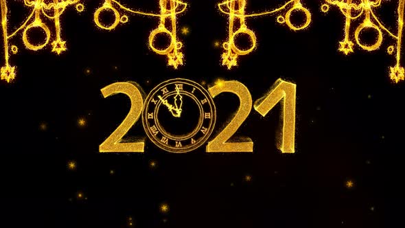 New Year Background With Golden Number Of Year And Shiny Clock