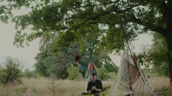 Portrait of Affectionate Happy Loving Couple Walking and Embracing alt