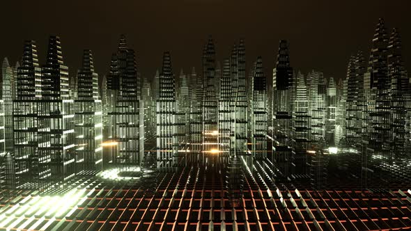 4K Motion graphic of Hologram modern city, smart city concept