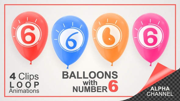 Balloons With Number 6 / Happy Six Years Old