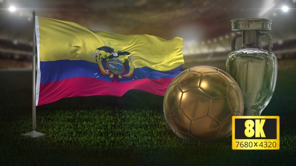 8K Ecuador Flag with Football And Cup Background Loop alt