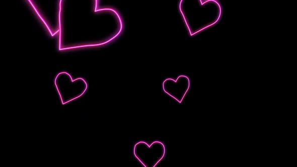 Floating Neon Hearts