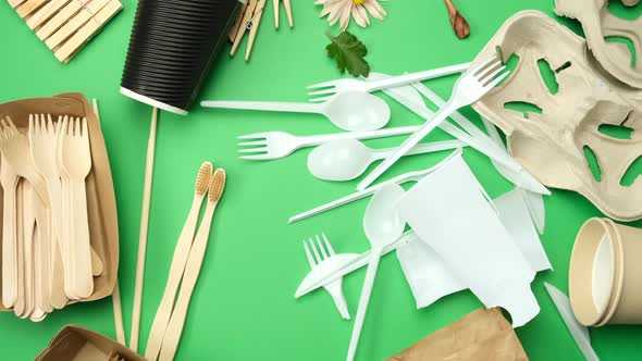 Various recyclable items, disposable paper cup alt