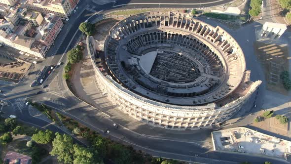Aerial view of Colosseum, Rome, Italy - largest ancient amphitheatre ever built alt