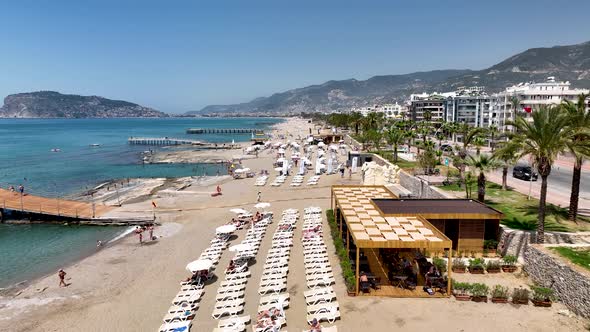Beach Bar aerial view 4k alt