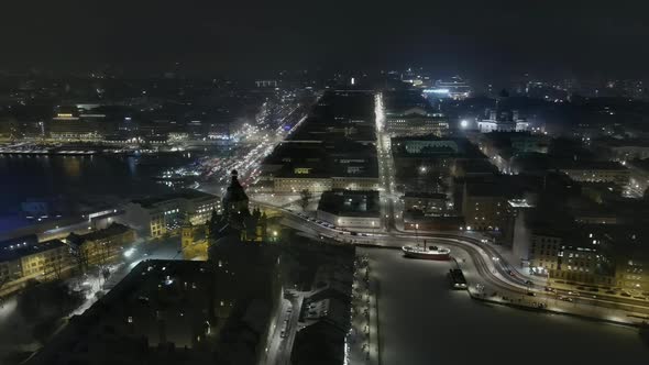 Aerial Shot of New Years Celebration in the Centre of Helsinki