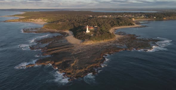 Norah Head lighthouse aerial view alt