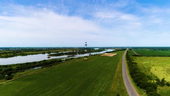 Electric Power Line Aerial View