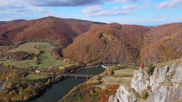Aerial view of water reservoir Ruzin in Slovakia alt
