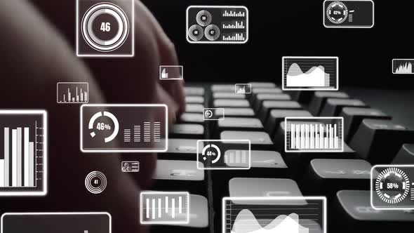 Creative Visual of Business Big Data and Finance Analysis on Computer alt