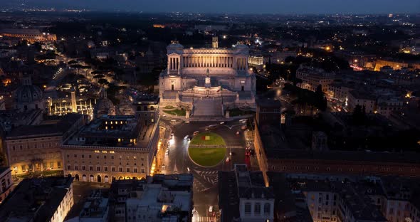 Aerial time lapse of Vittoriano, Rome