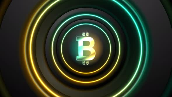 Abstract Glowing Bitcoin Emblem