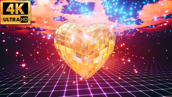 Gold Disco Heart 4k