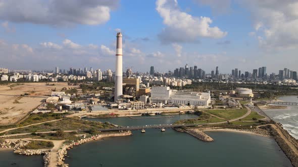 Natural Gas Fueled Thermal Power Station Supplying Electrical Power to Tel Aviv District