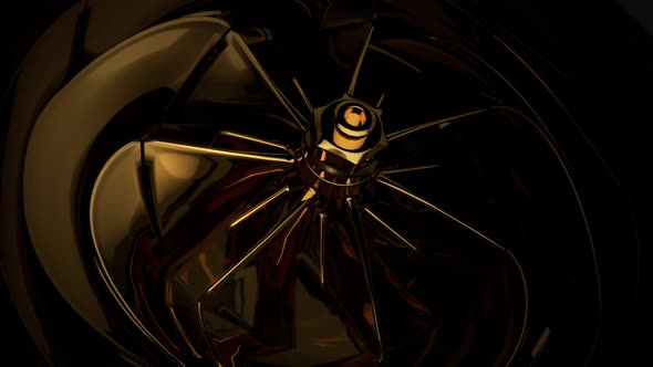 Modern Reflective Gold Turbo Compressor Fan Blade Rotating Loop alt