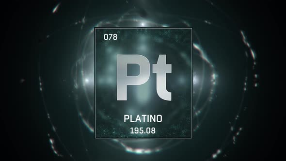 Platinum as Element 78 of the Periodic Table on Green Background in Spanish Language