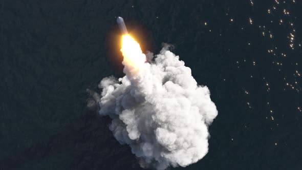 Ballistic Missile Launch From Underwater 4k