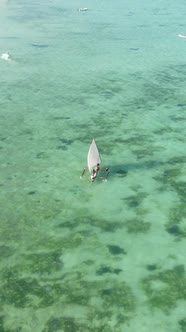 Vertical Video Boats in the Ocean Near the Coast of Zanzibar Tanzania alt