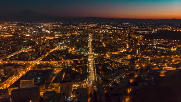 night Yerevan traffic aerial video alt