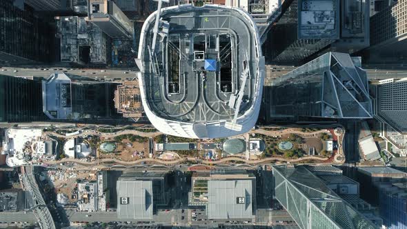 Top Down Aerial View San Francisco Downtown with Urban Park Financial District alt