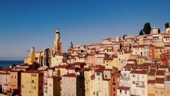 Menton France Colorful City View on Old Part of Menton ProvenceAlpesCote d'Azur France alt