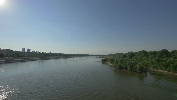 Vistula River flowing in Warsaw alt