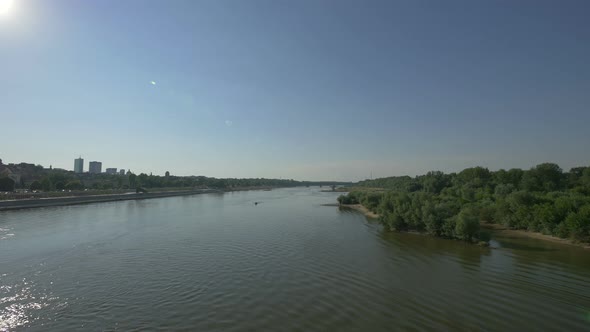 Vistula River flowing in Warsaw