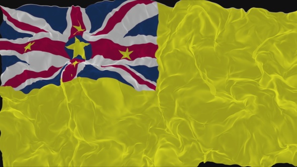 flag Niue turns into smoke. State weakening concept a crisis, alpha channel alt