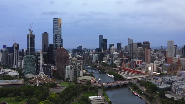 Drone Aerial View Of Melbourne City Skyline 1