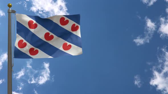 Friesland Flag (Netherlands) On Flagpole alt